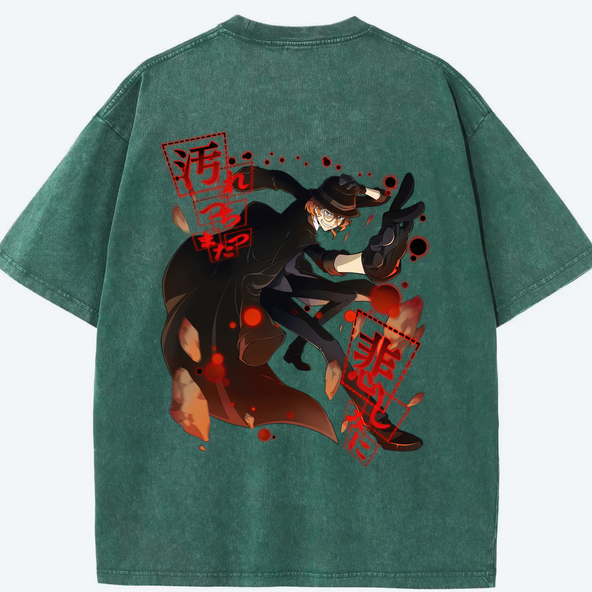 （画像用） 文豪ストレイドッグス Bungo Stray Dogs 綿100% ヴィンテージ風 半袖Tシャツ（背面プリント）
